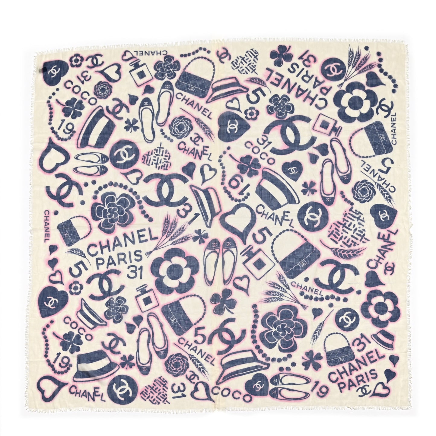 Silk Icons Scarf Shawl Beige Purple