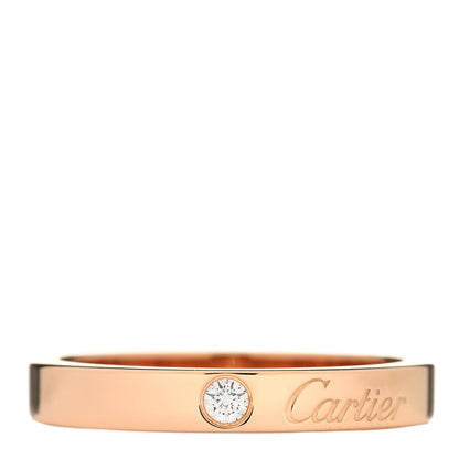 Cartier 18K Pink Gold Diamond 3mm C De Cartier Wedding Band Ring 53 6.5 1 of 4
