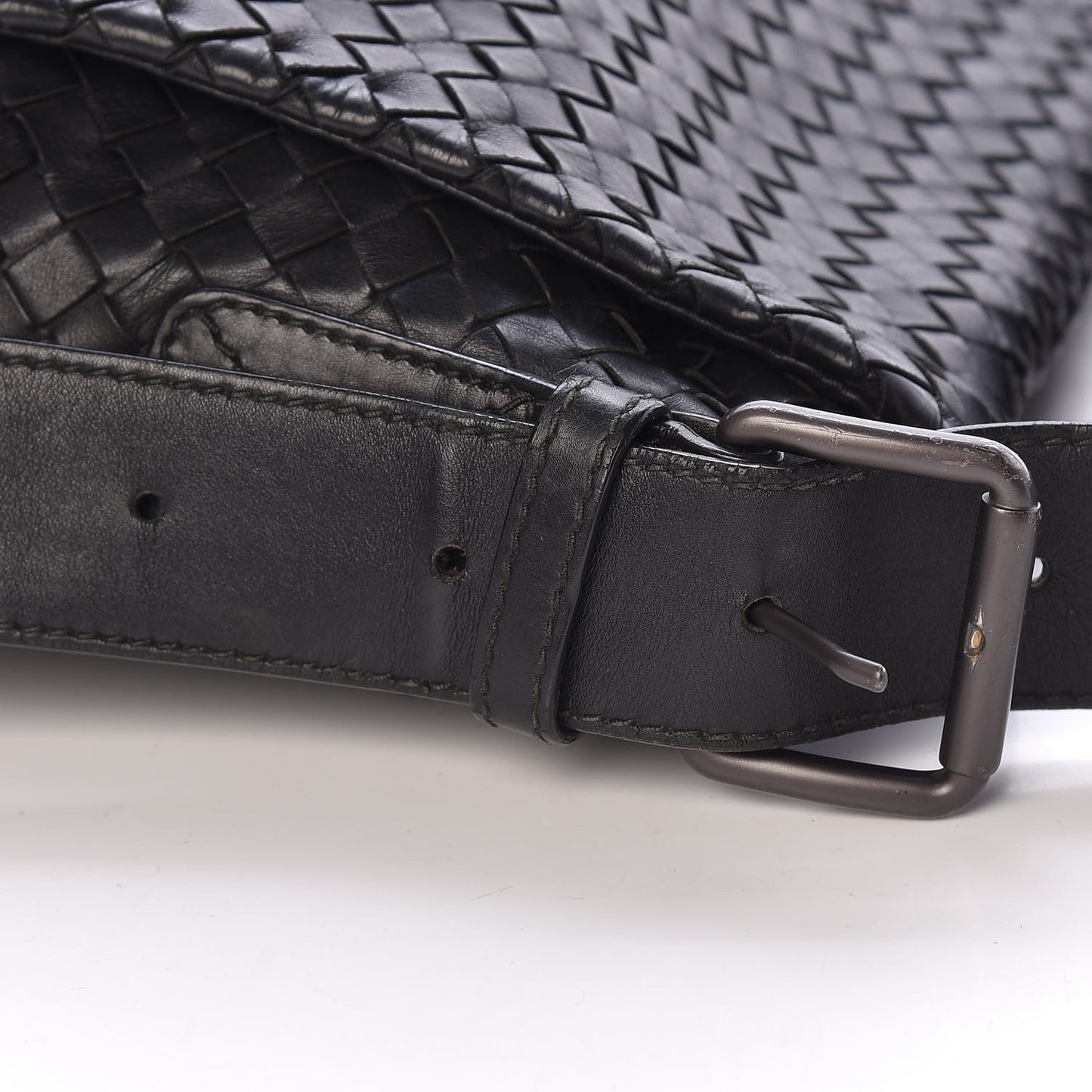Light Calf Intrecciato Crossbody Messenger Bag Black