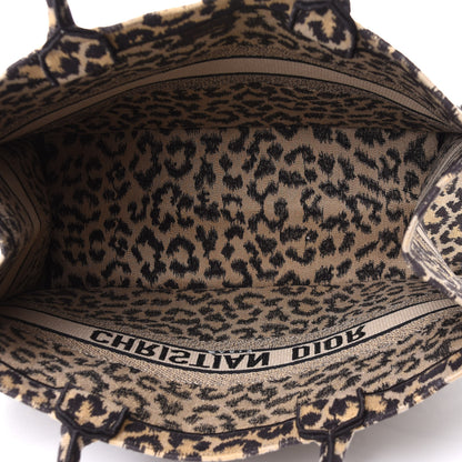 Christian Dior Canvas Mizza Embroidered Large Leopard Book Tote Beige 4 of 4
