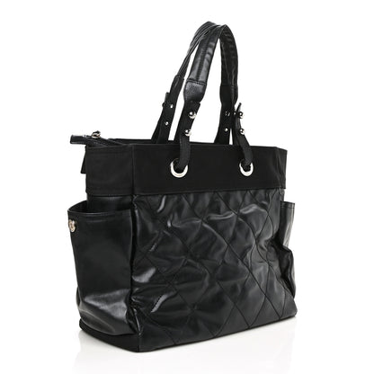 Chanel Coated Canvas Quilted Large Paris Biarritz Tote Black 4 of 11