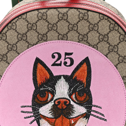 Gucci GG Supreme Monogram Web Bosco Patch Dome Backpack Beige Malva Hibiscus Red 8 of 10