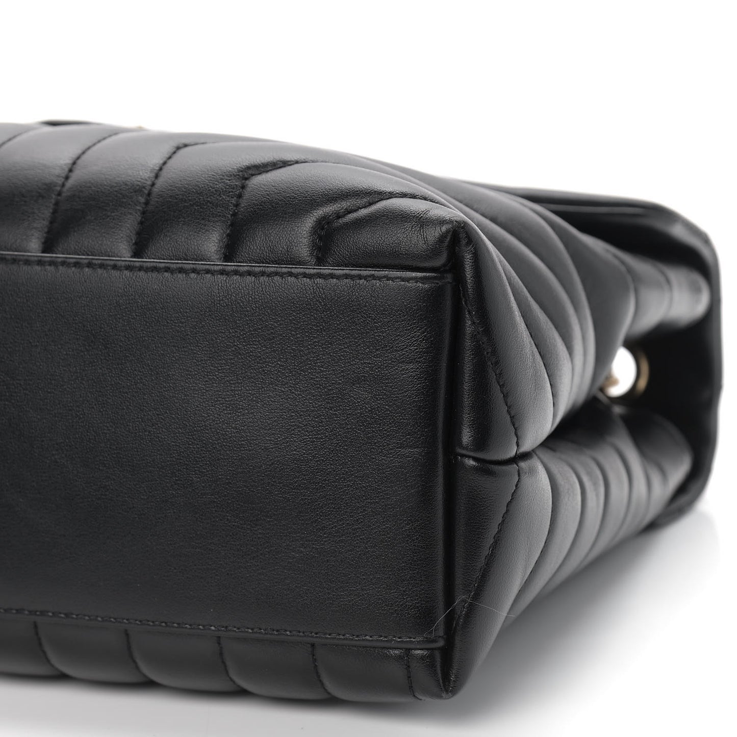 Calfskin Y Quilted Monogram Medium Loulou Chain Satchel Black