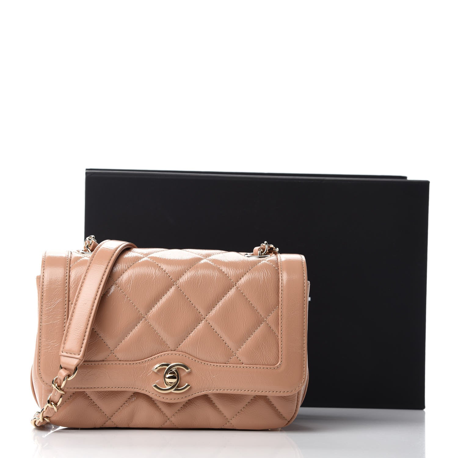 Chanel Shiny Aged Calfskin Quilted Mini Hold The Line Flap Beige 11 of 11