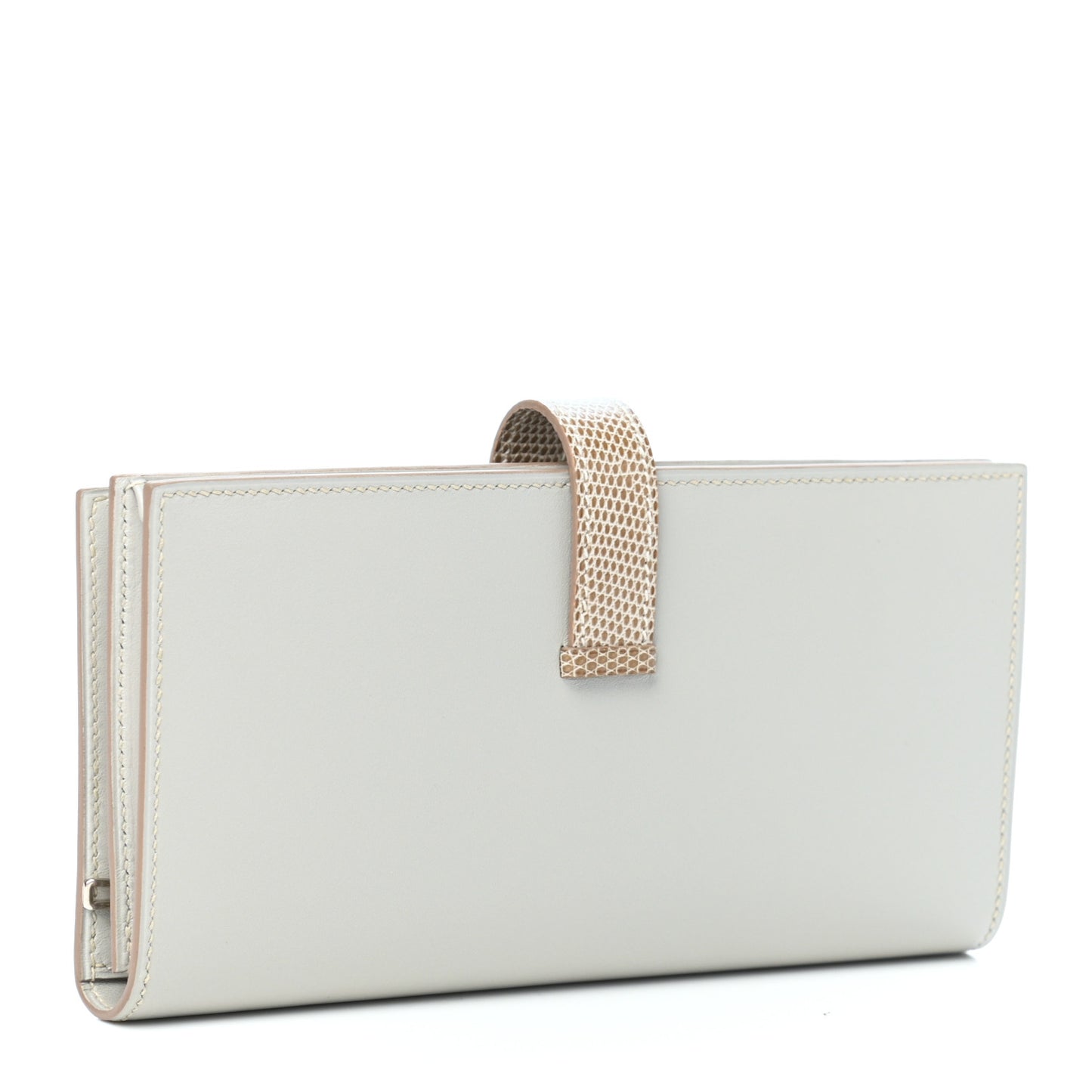 Tadelakt Lizard Bearn Gusset Wallet Gris Perle Ficelle