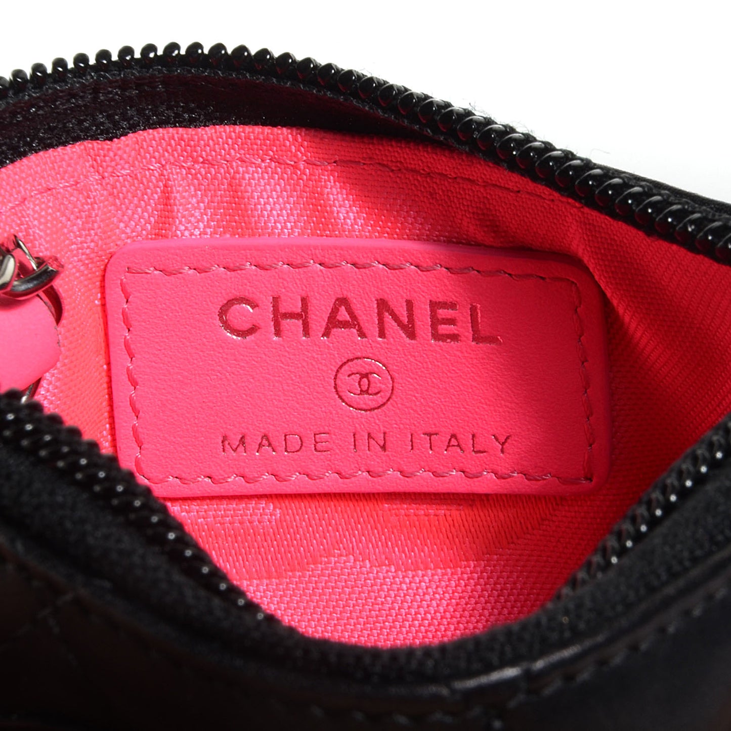 Calfskin Quilted Cambon Key Pouch Black