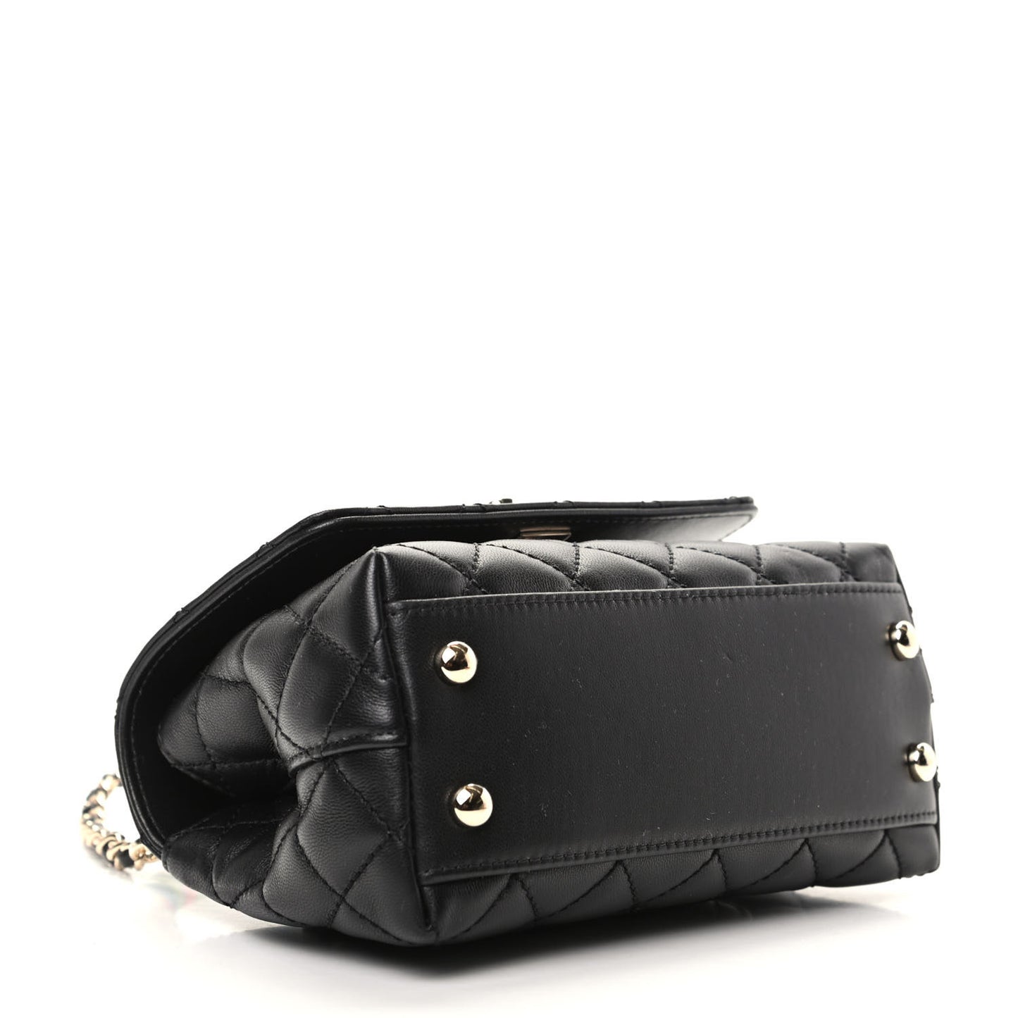 Goatskin Quilted Rainbow Extra Mini Coco Handle Flap Black
