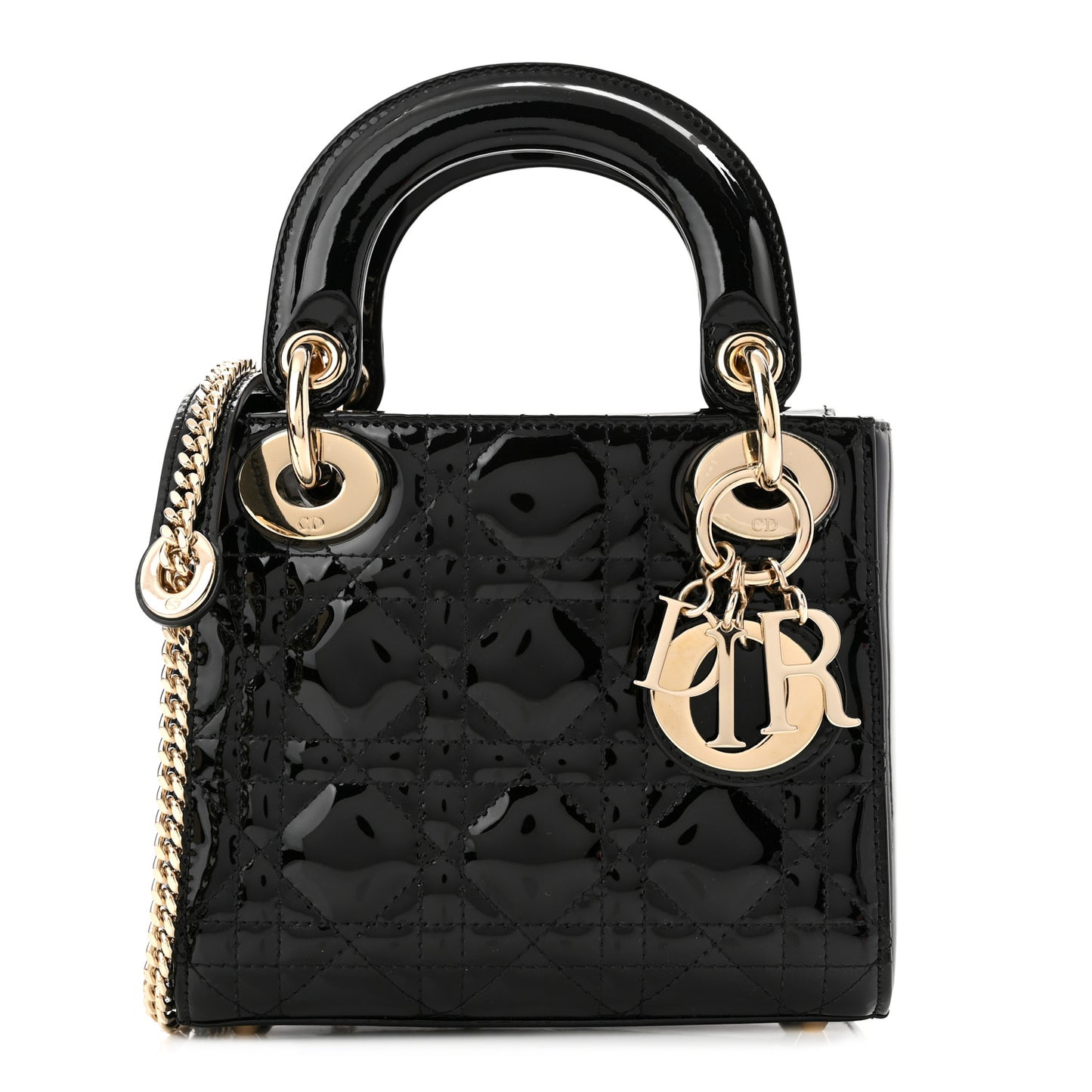 Patent Cannage Mini Lady Dior Black