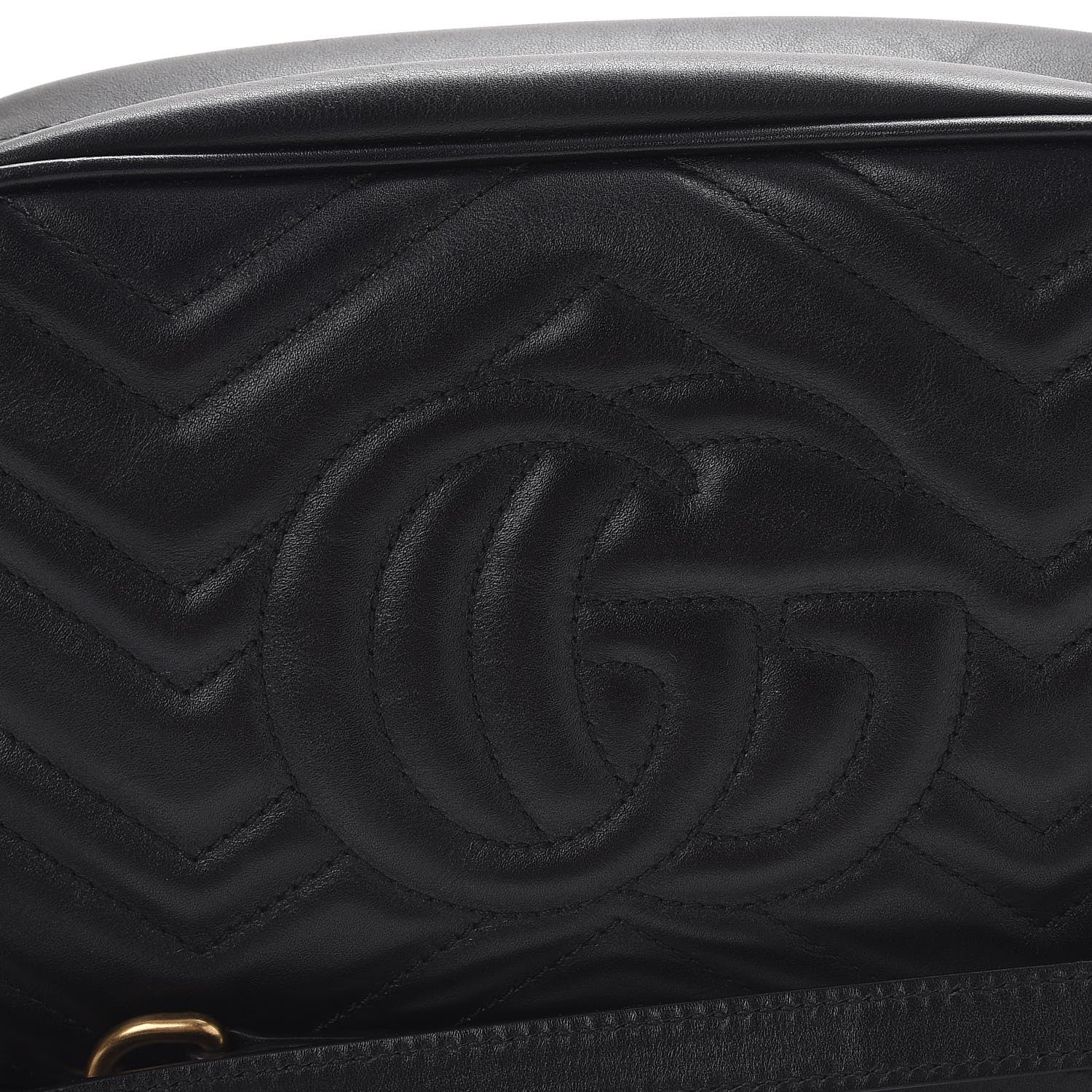 Gucci Calfskin Matelasse Small GG Marmont Chain Shoulder Bag Black 6 of 8