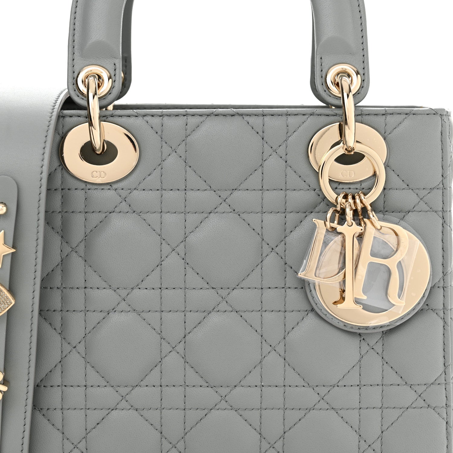 Christian Dior Lambskin Cannage Small My ABCDior Lady Dior Grey 8 of 11