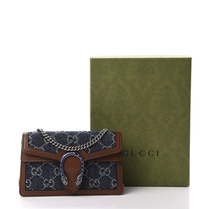 Gucci New Denim GG Monogram Dollar Calfskin Enamel Super Mini Dionysus Shoulder Bag Blue Tea Cuir Epilog Electric Blue 10 of 10