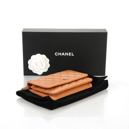 Chanel Lambskin Quilted Wallet On Chain WOC Dark Beige 5 of 8