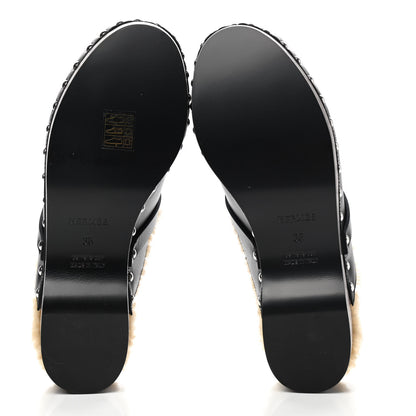 Hermes Calfskin Woolskin Carlotta Mules 36 Black 5 of 9