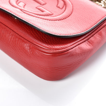 Gucci Pebbled Calfskin Small Soho Flap Crossbody Red 10 of 16