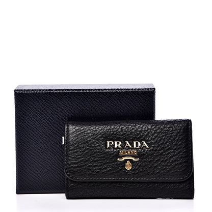 Prada Vitello Grain 6 Key Holder Black 6 of 6