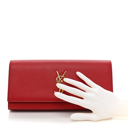 Saint Laurent Calfskin Monogram Cassandre Clutch Rouge Orient 2 of 20