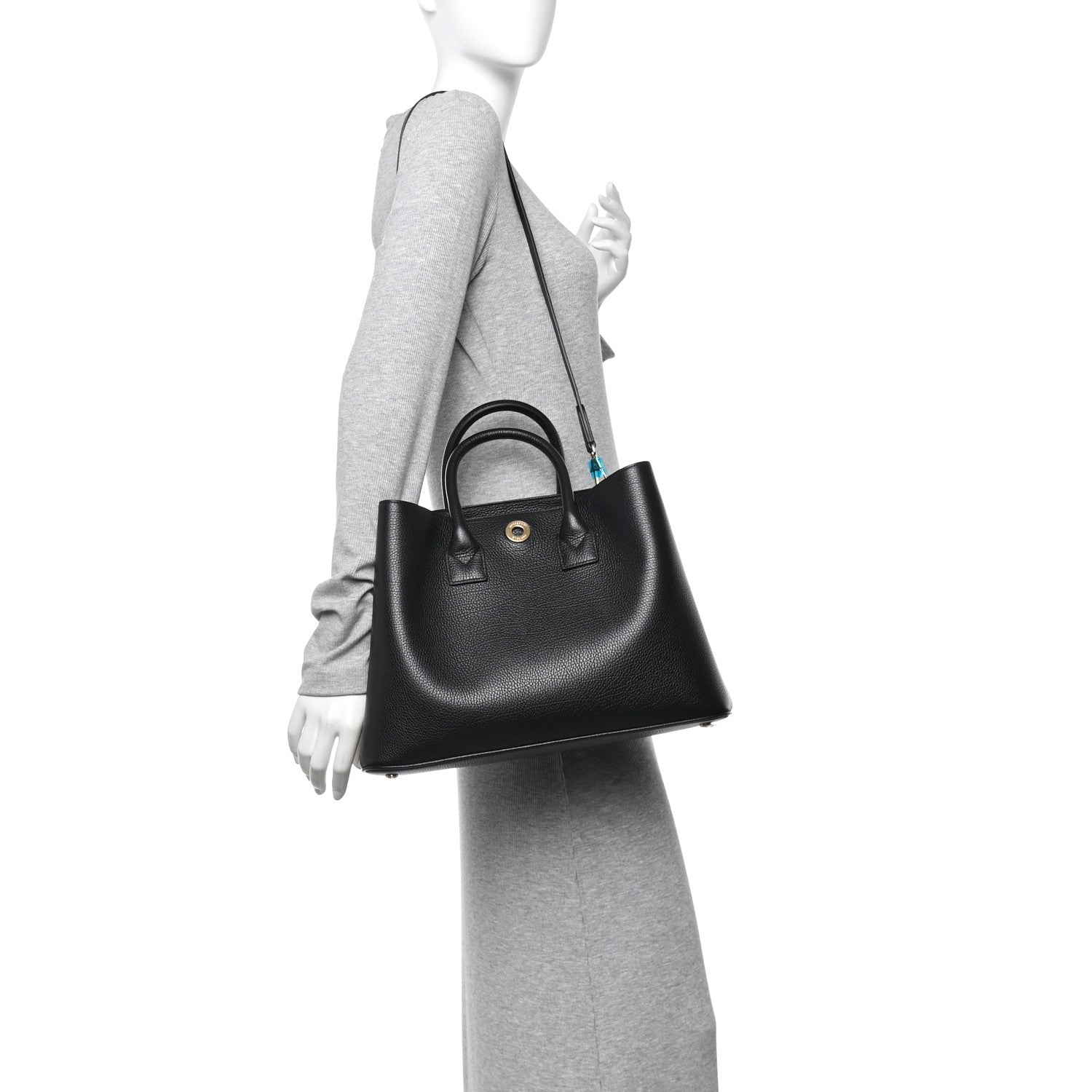 Burberry Grainy Calfskin House Check Medium Bermondsey Tote Black 2 of 9