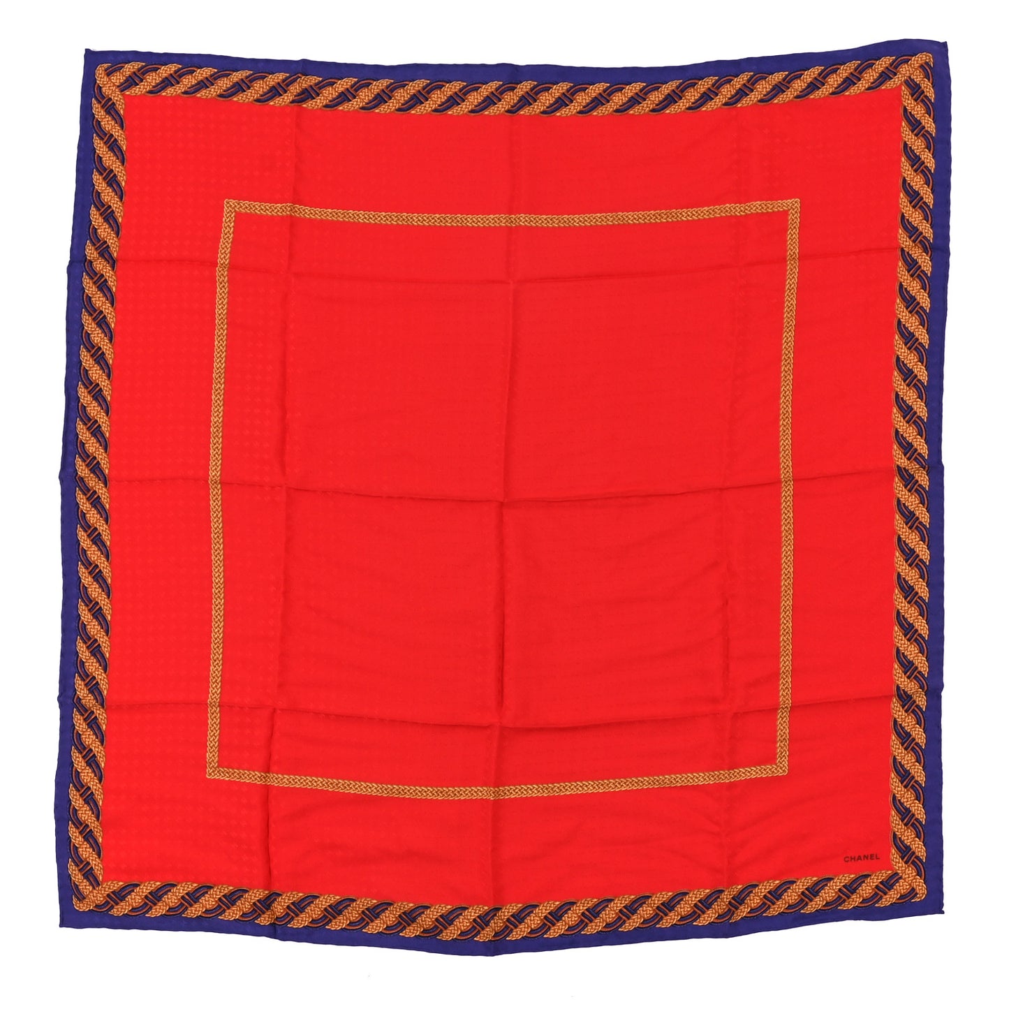 Silk CC Chain Scarf Red Blue