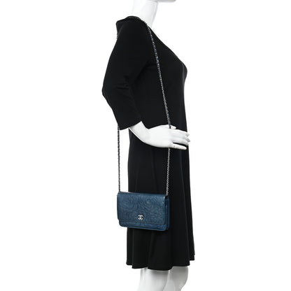Chanel Patent Camellia Wallet on Chain WOC Royal Blue 2 of 11