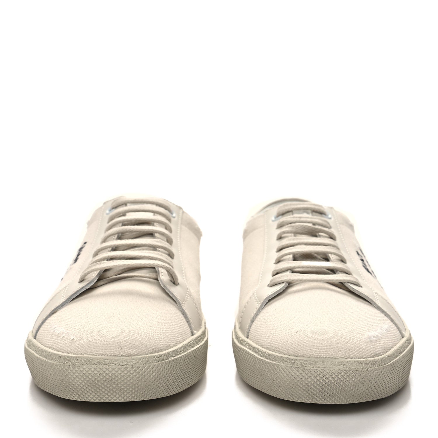 Saint Laurent Distressed Canvas Court Classic Sneakers 39 Panna 2 of 8
