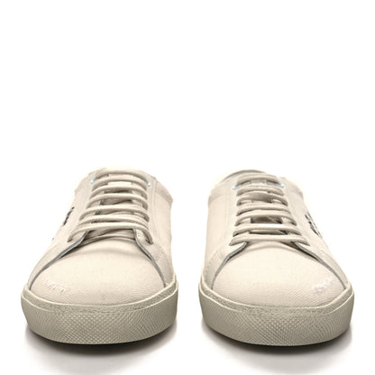 Saint Laurent Distressed Canvas Court Classic Sneakers 39 Panna 2 of 8