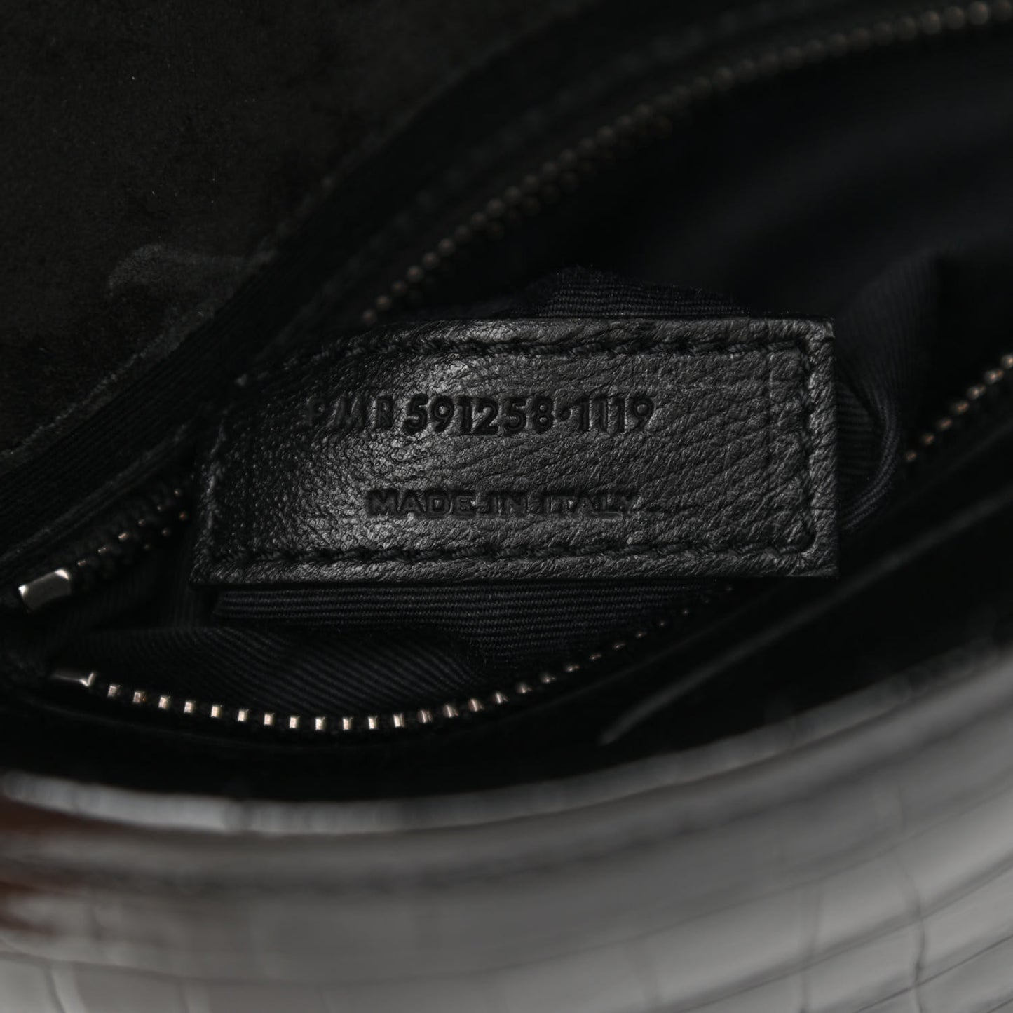 Crocodile Embossed Lambskin Matelasse Monogram Niki Chain Wallet Black