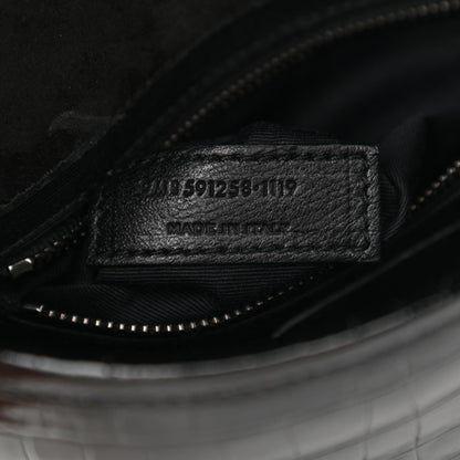 Saint Laurent Crocodile Embossed Lambskin Matelasse Monogram Niki Chain Wallet Black 7 of 8
