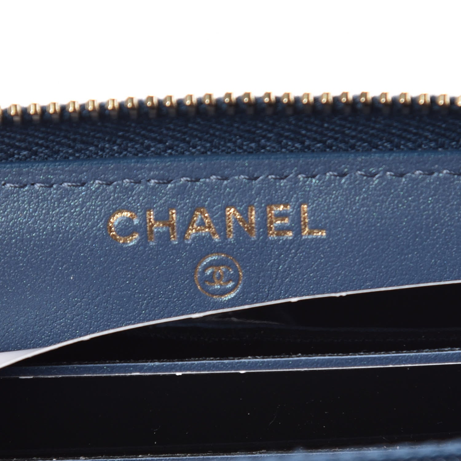 Chanel Iridescent Caviar Quilted Medium Zip Around Wallet Dark Blue 6 of 9