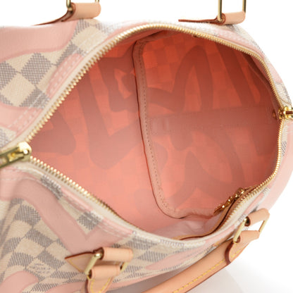 Louis Vuitton Damier Azur Tahitienne Speedy Bandouliere 30 Rose Ballerine 6 of 9