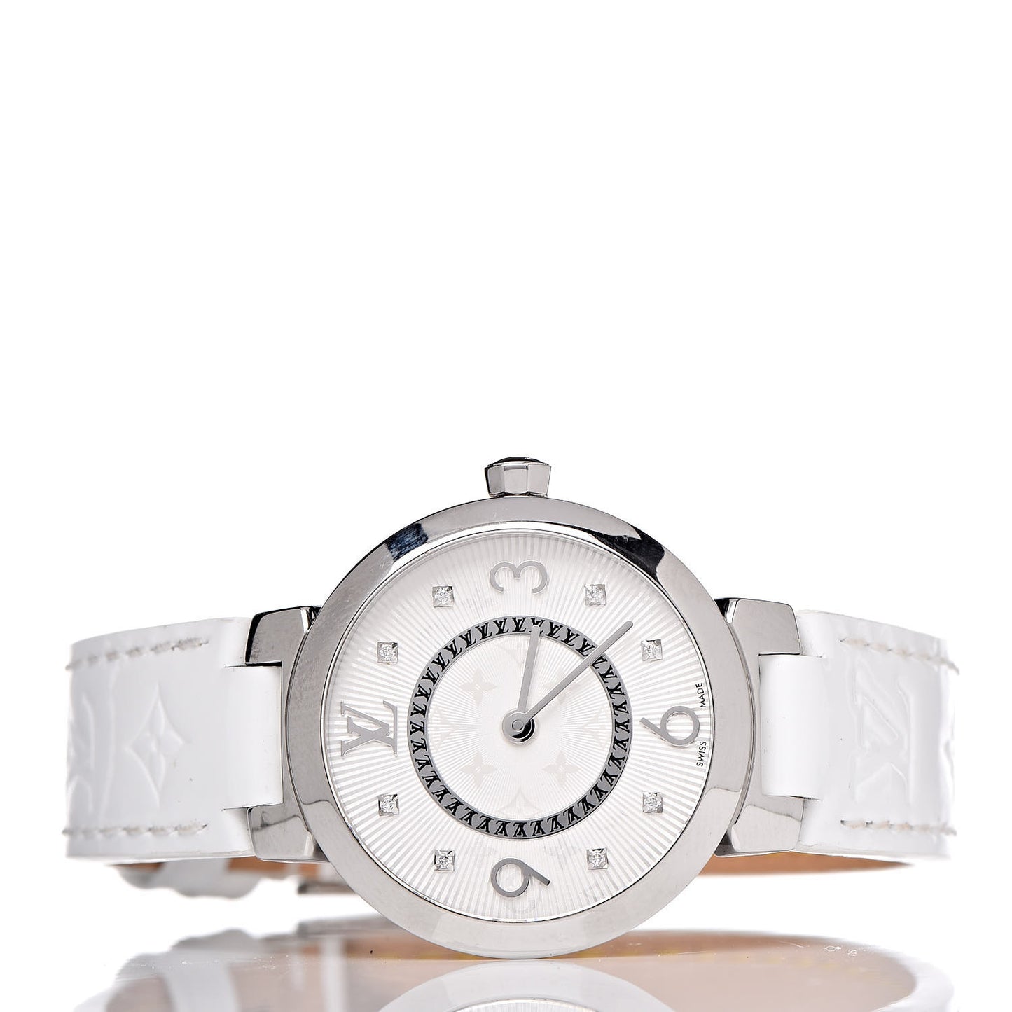Stainless Steel Vernis Diamond 28mm Tambour Slim Quartz Watch
