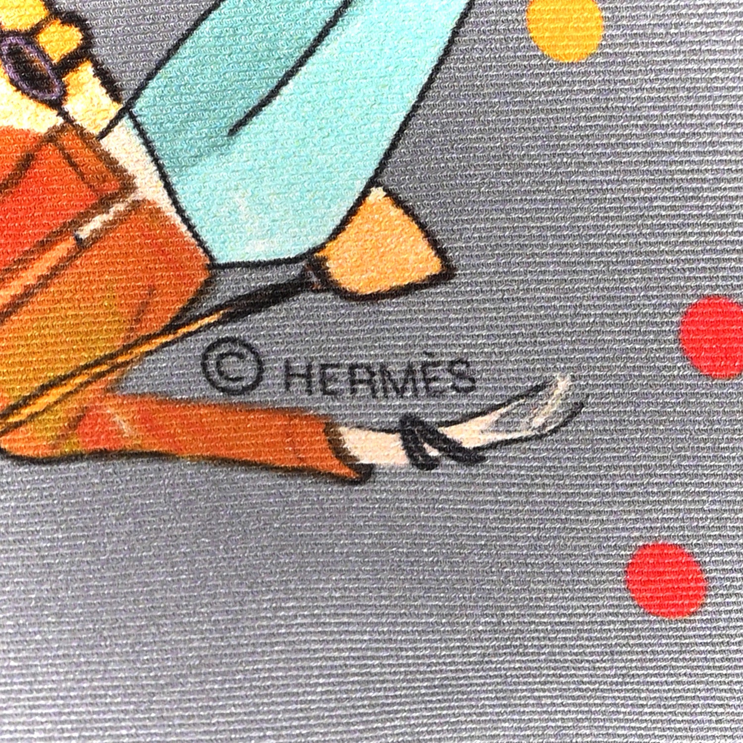 Hermes Silk Ex-Libris les Parisiennes Scarf 70 Gris Cendre Corail Orange 4 of 5