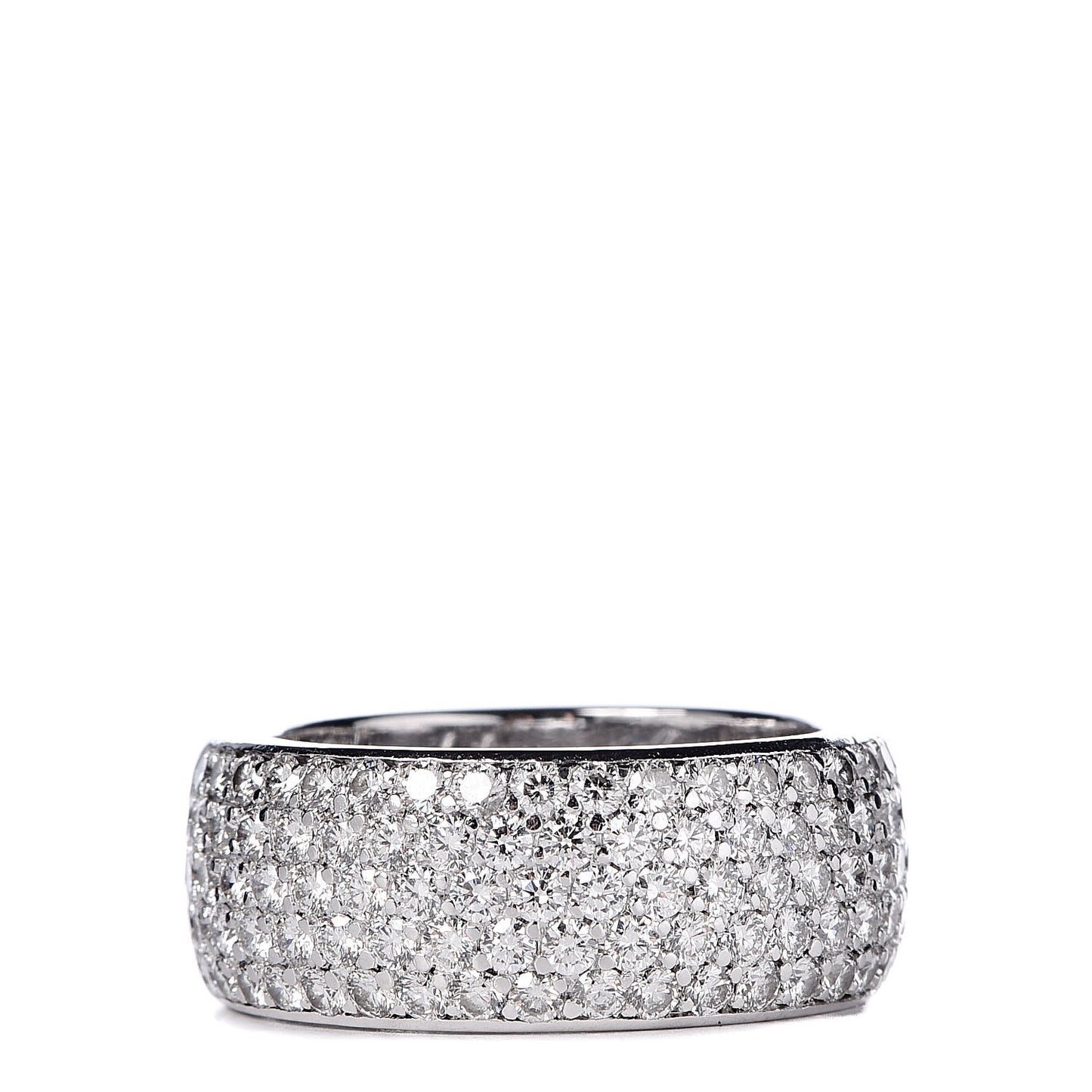 18K White Gold Diamond 5 Row Half Paved Band Ring 53 6.25