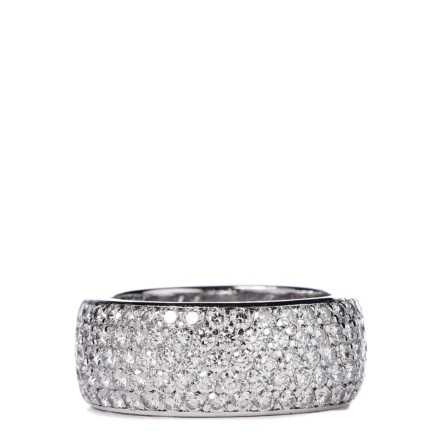 Cartier 18K White Gold Diamond 5 Row Half Paved Band Ring 53 6.25 1 of 5