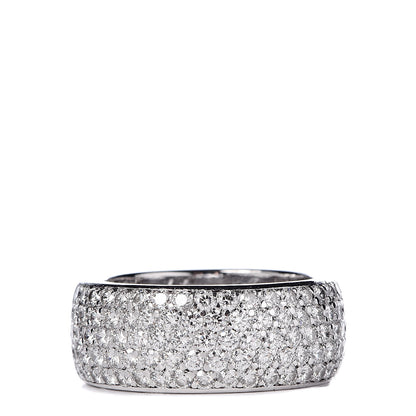 Cartier 18K White Gold Diamond 5 Row Half Paved Band Ring 53 6.25 1 of 5