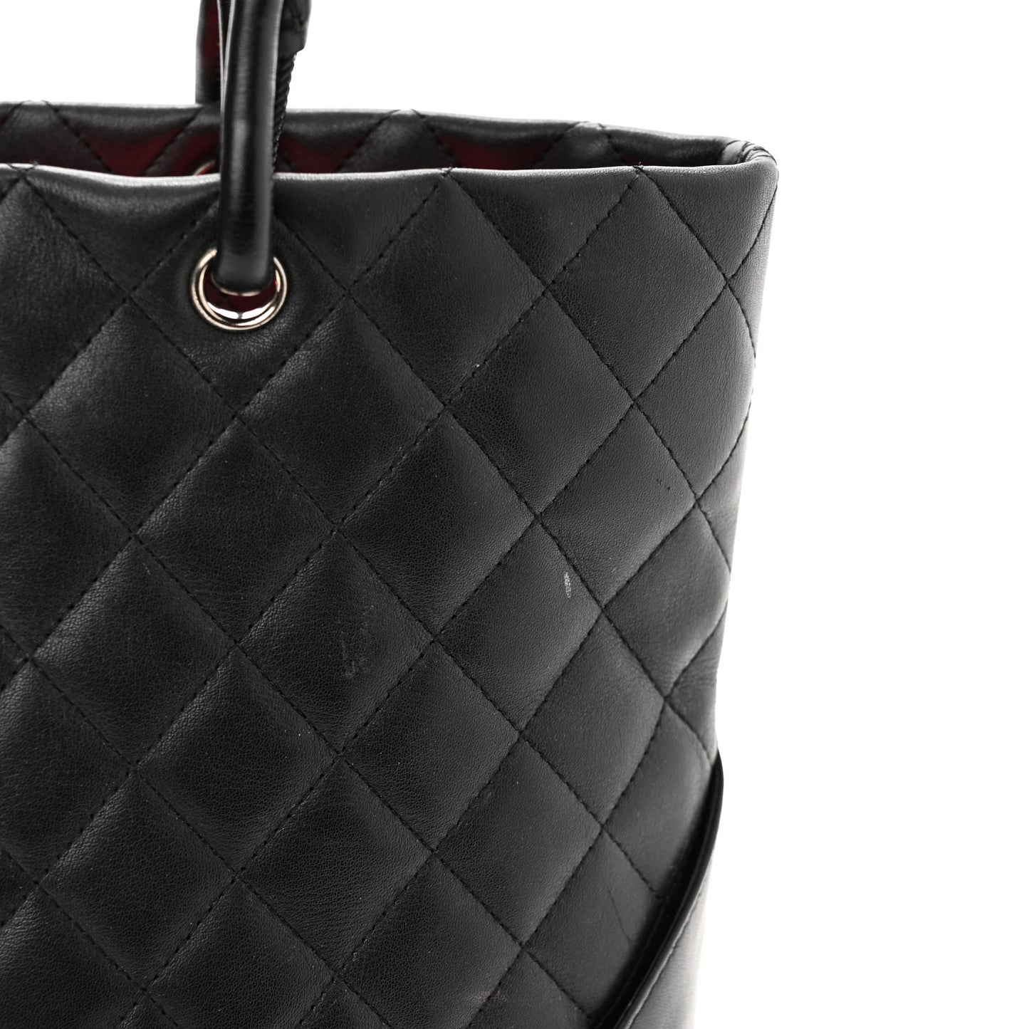 Calfskin Quilted Medium Cambon Tote Black White