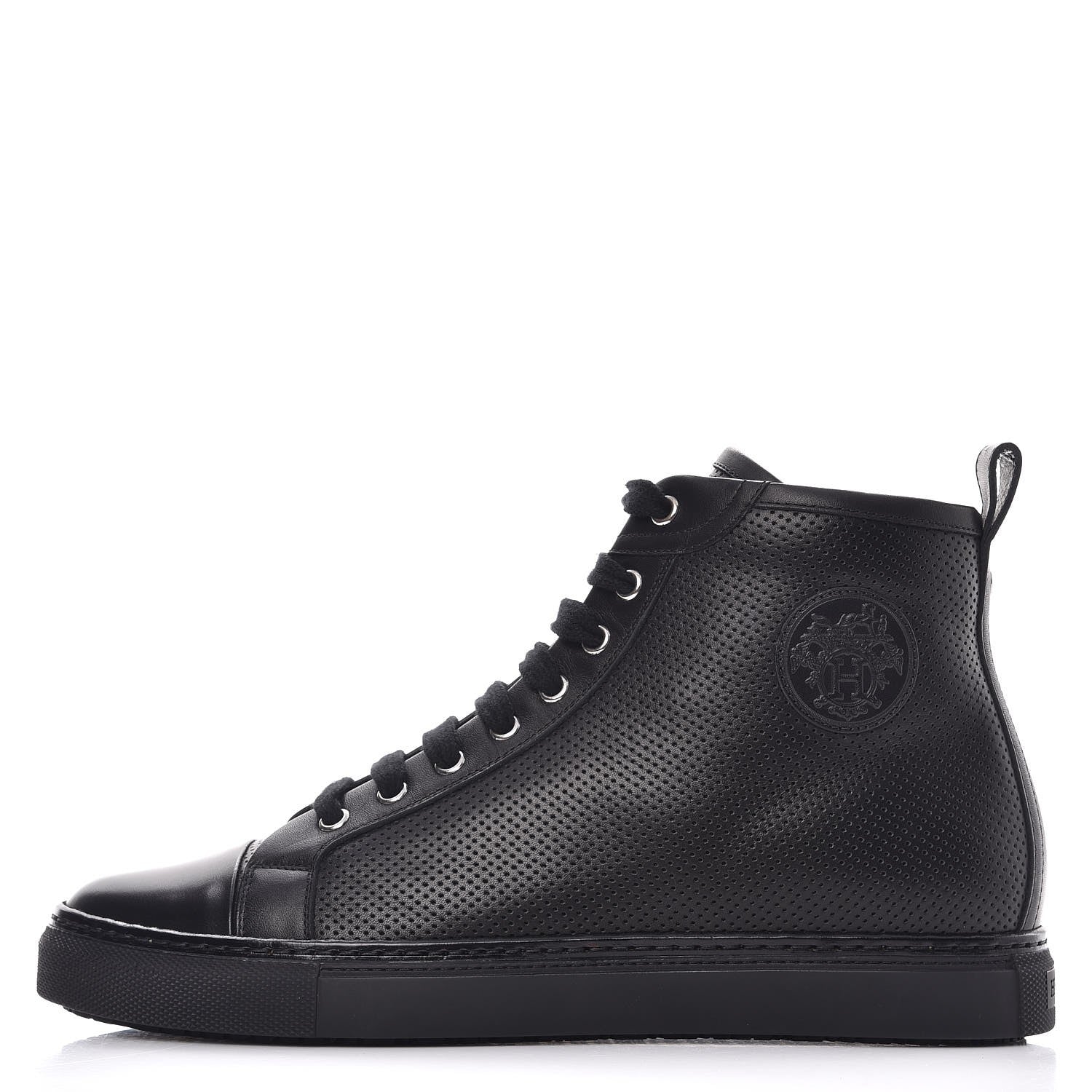 Hermes Mens Calfskin Micro Perforated Jimmy High Top Sneakers 41 Black 1 of 11