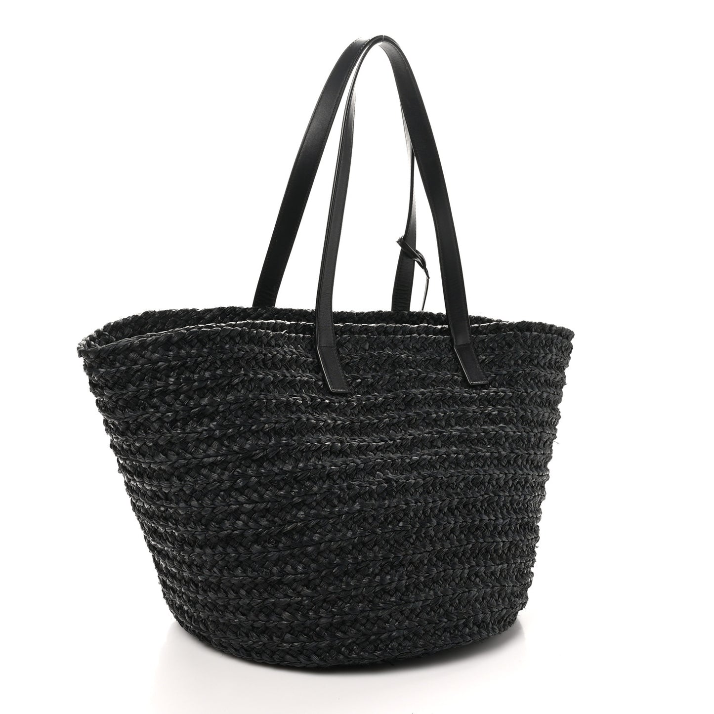 Raffia Medium Panier Bag Black