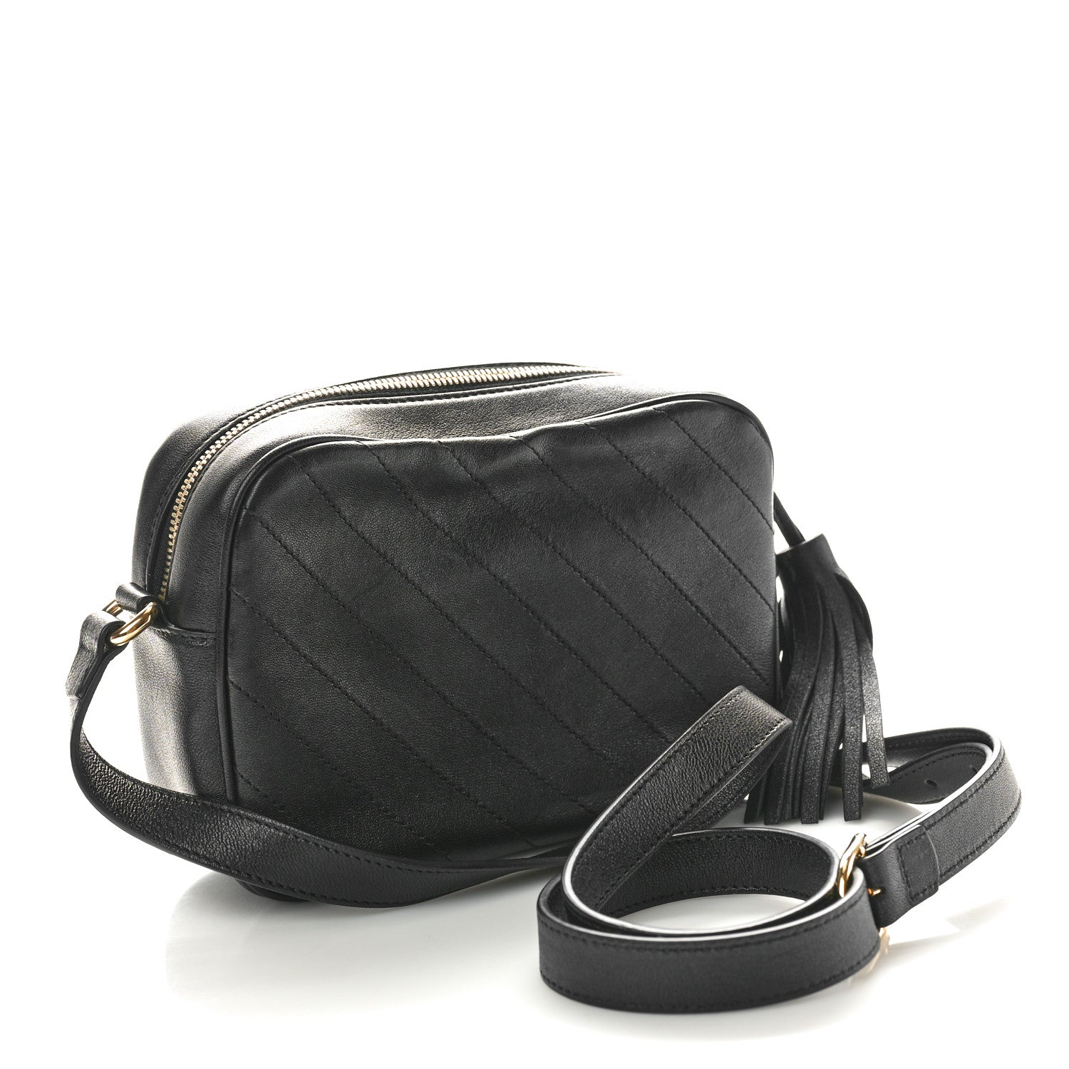 Gucci Sakai Be Green Calfskin Diagonal Stitched Small Blondie Shoulder Bag Black 3 of 10