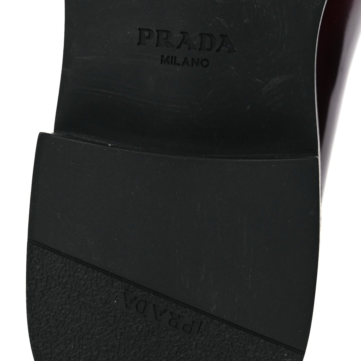 Brushed Calfskin Metal Triangle Logo 50mm Loafers 38.5 Porpora Fume