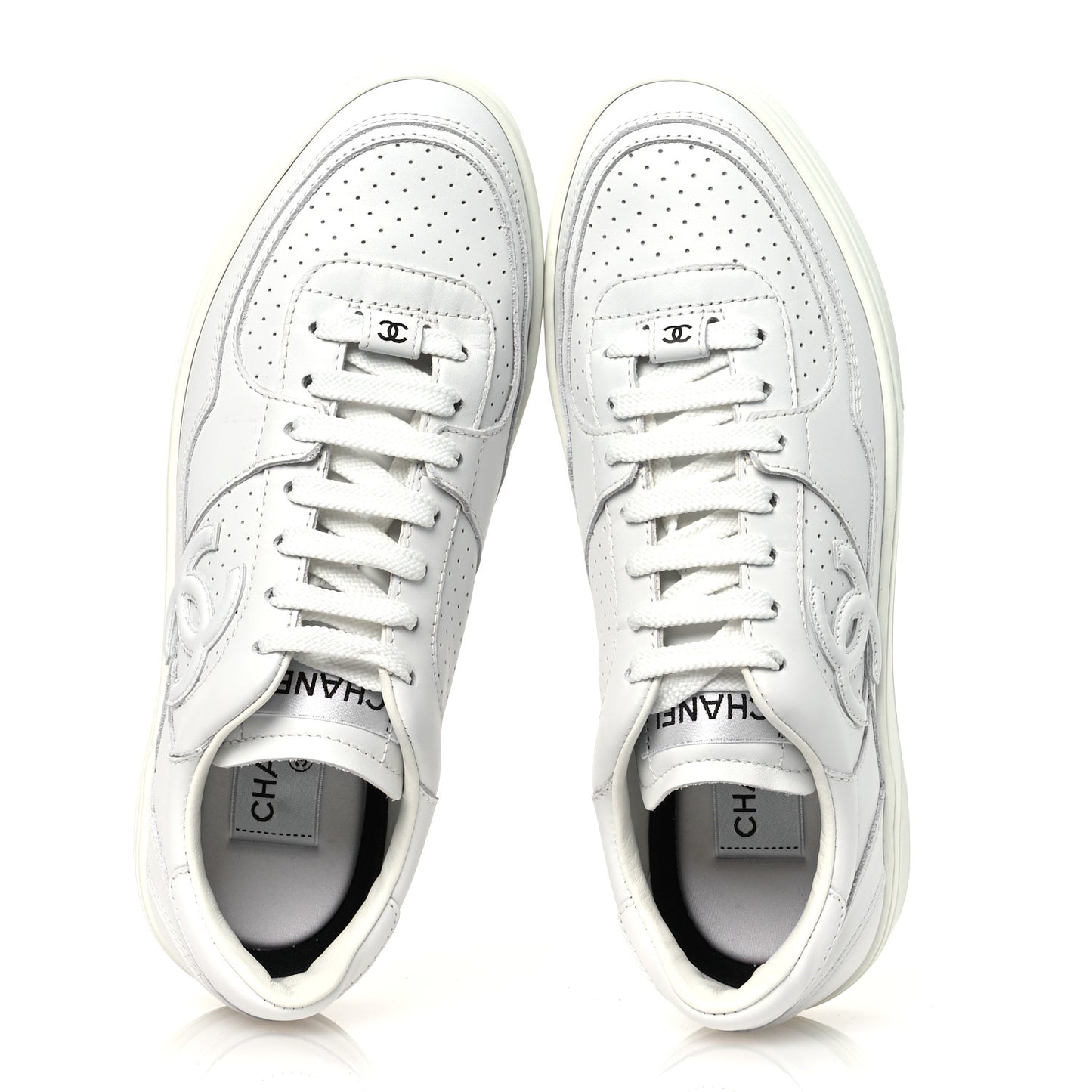 Calfskin CC Womens Sneakers 38 White
