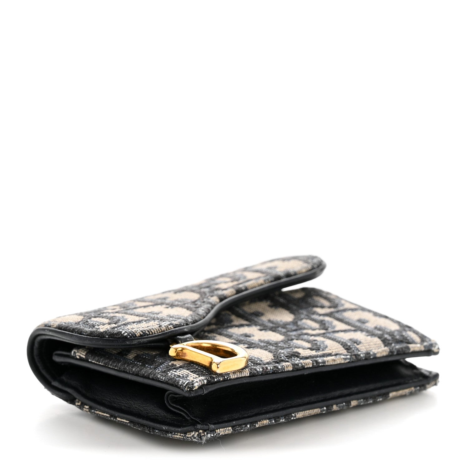 Christian Dior Oblique Saddle Card Holder Blue 4 of 12