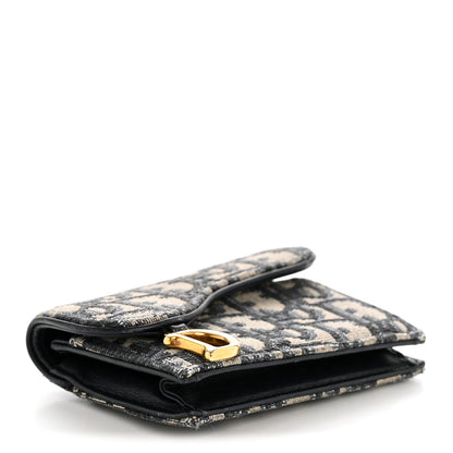 Christian Dior Oblique Saddle Card Holder Blue 4 of 12