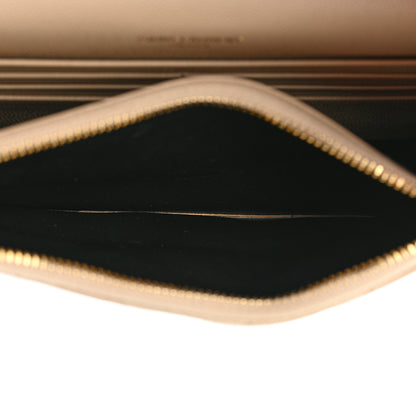 Saint Laurent Grain De Poudre Matelasse Chevron Monogram Envelope Chain Wallet Nude Powder 6 of 12