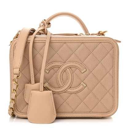 Chanel Caviar Quilted Medium CC Filigree Vanity Case Beige 1 of 10