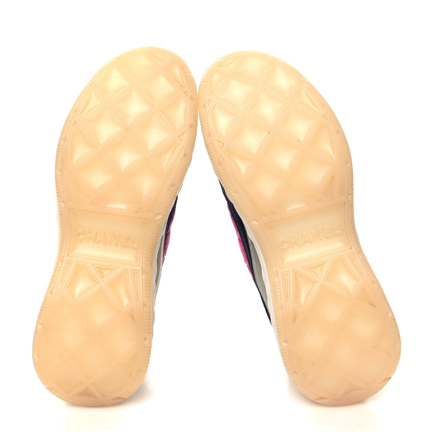 Velvet Calfskin Mixed Fibers CC Sneakers 36.5 Dark Pink Green