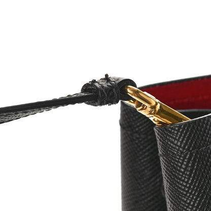 Prada Saffiano Cuir Medium Double Bag Black Fuoco 13 of 13