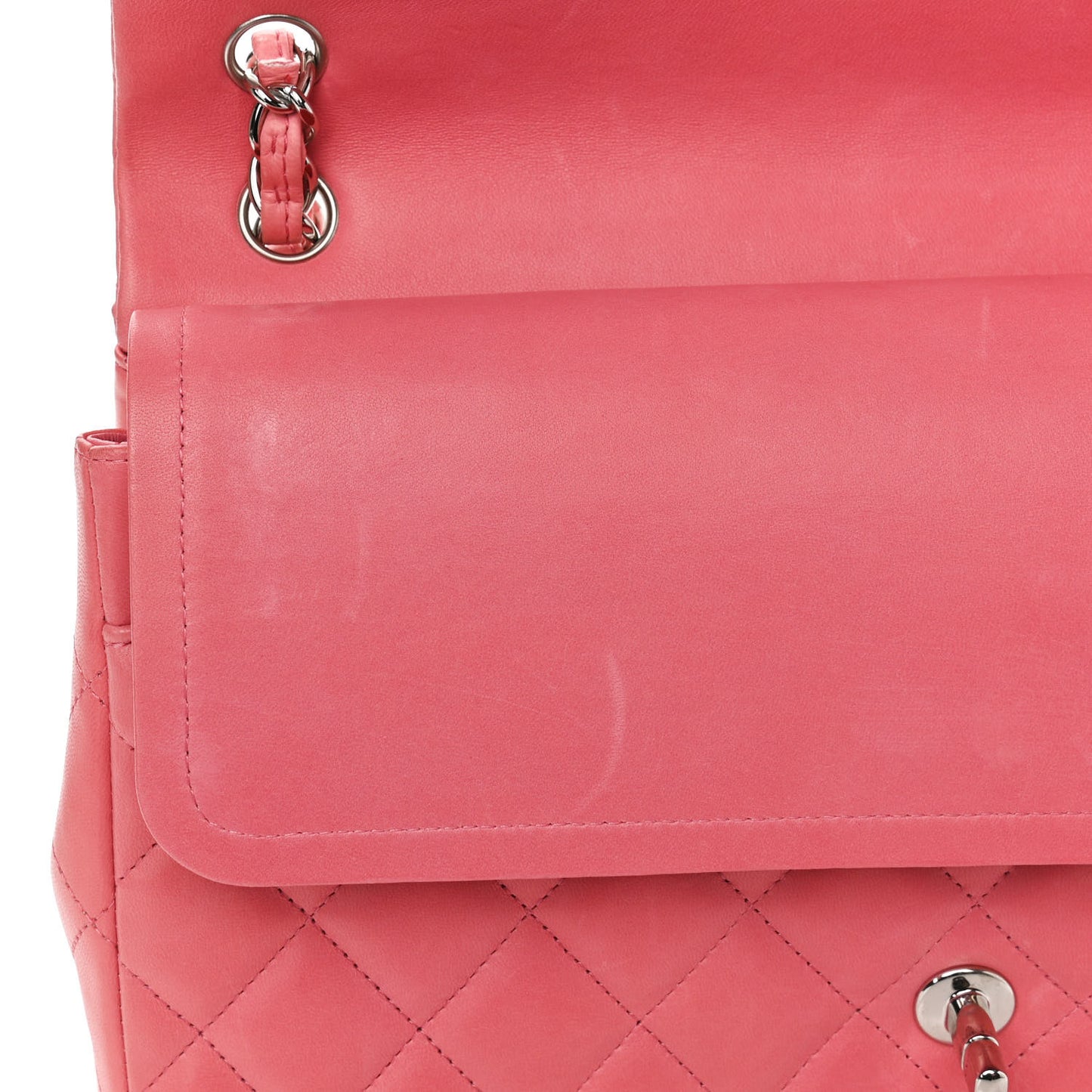 Lambskin Quilted Jumbo Double Flap Pink