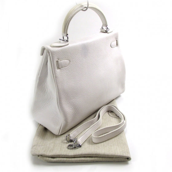 Hermes Taurillon Clemence Kelly 32 White 3 of 13