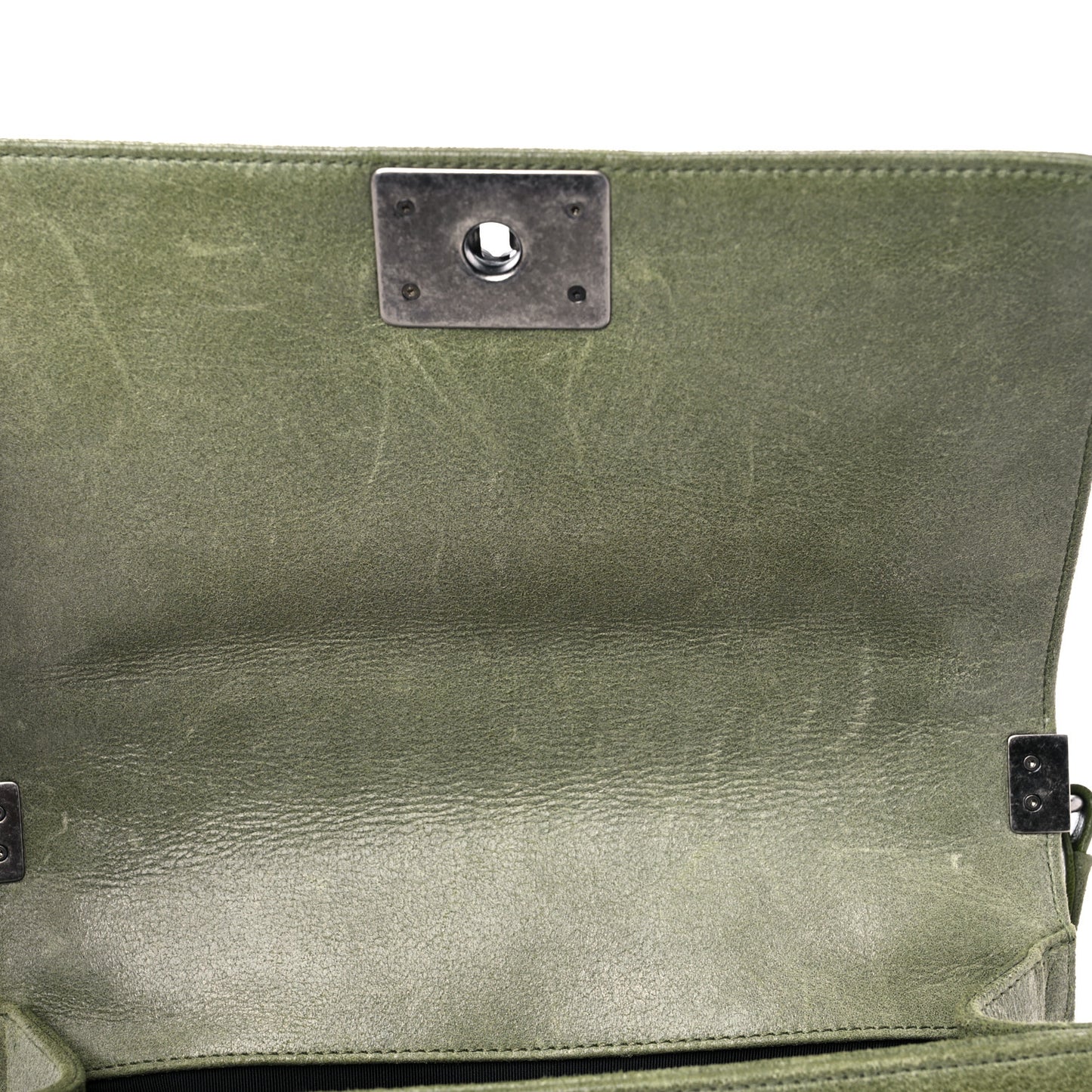 Goatskin Chesterfield Quilted Medium Celtic Boy Flap Green