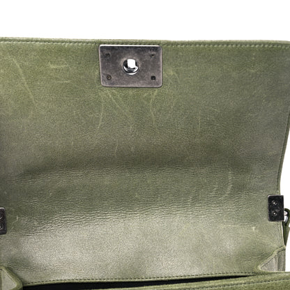 Chanel Goatskin Chesterfield Quilted Medium Celtic Boy Flap Green 10 of 14